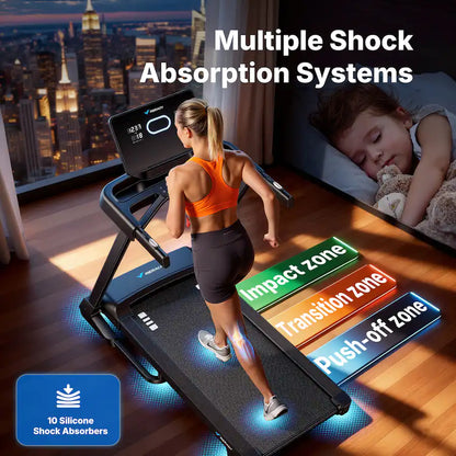 T33 Folding Incline Treadmill 15% Auto, 19"x47" Wide Belt, 10MPH, Bluetooth Speaker