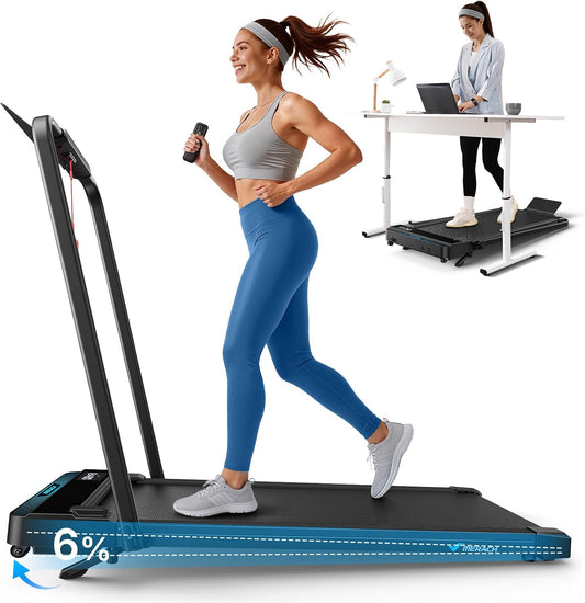 T19 Incline Foldable Walking Pad with Handle Bar, Under Desk Treadmill