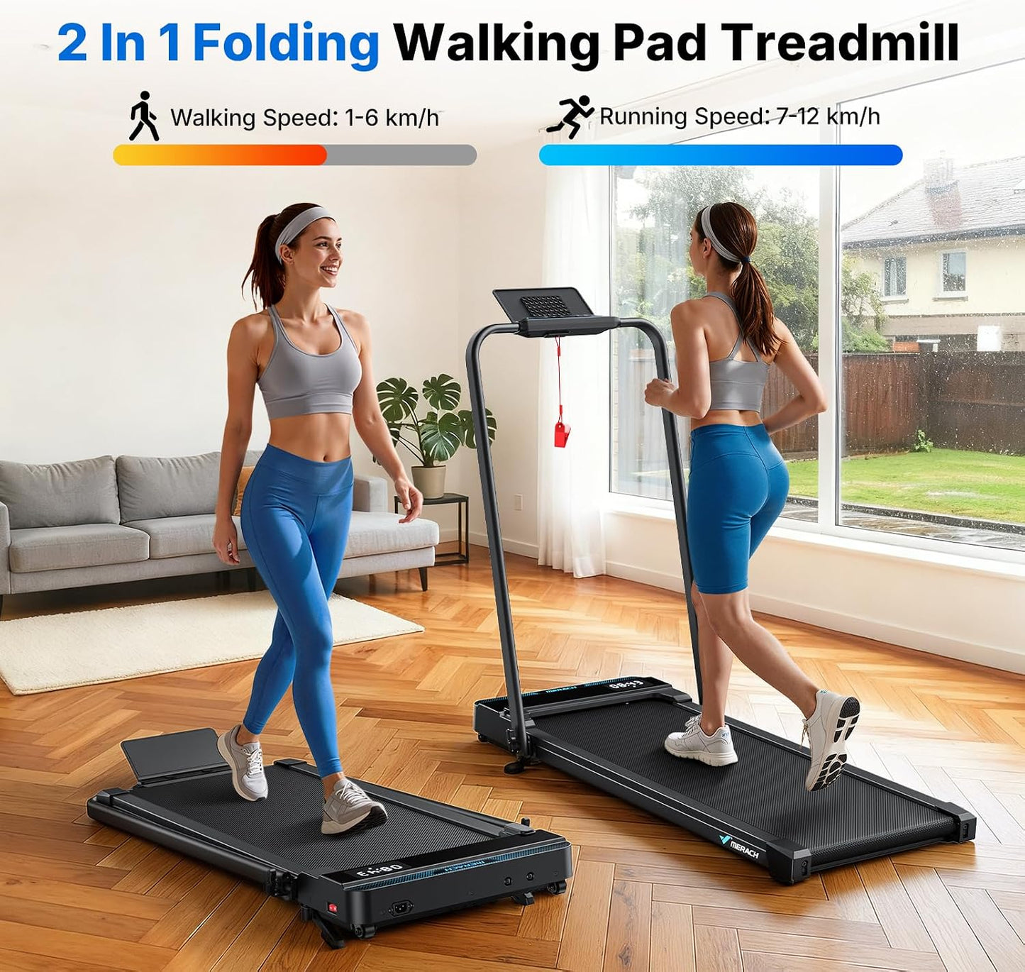 T19 Incline Foldable Walking Pad with Handle Bar, Under Desk Treadmill
