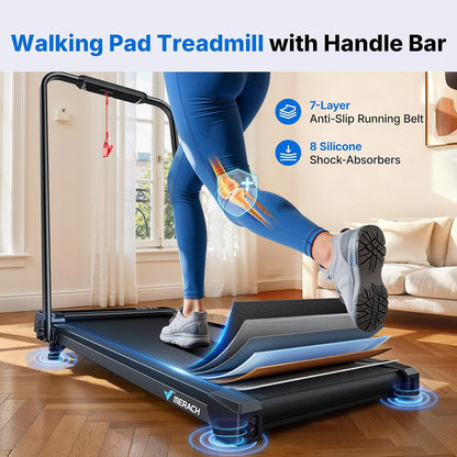 T19 Incline Foldable Walking Pad with Handle Bar, Under Desk Treadmill
