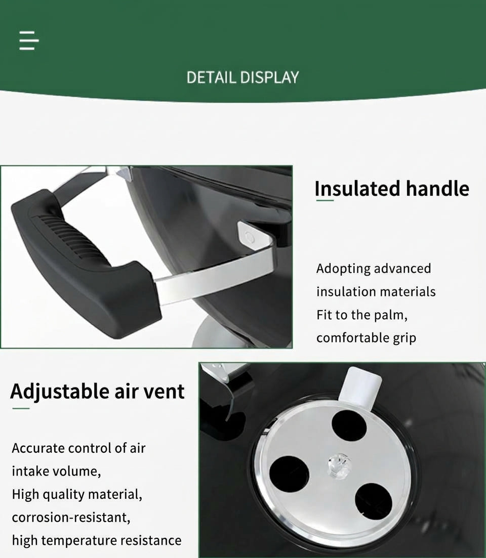 American-Style Round Apple Portable Charcoal BBQ Grill YH20