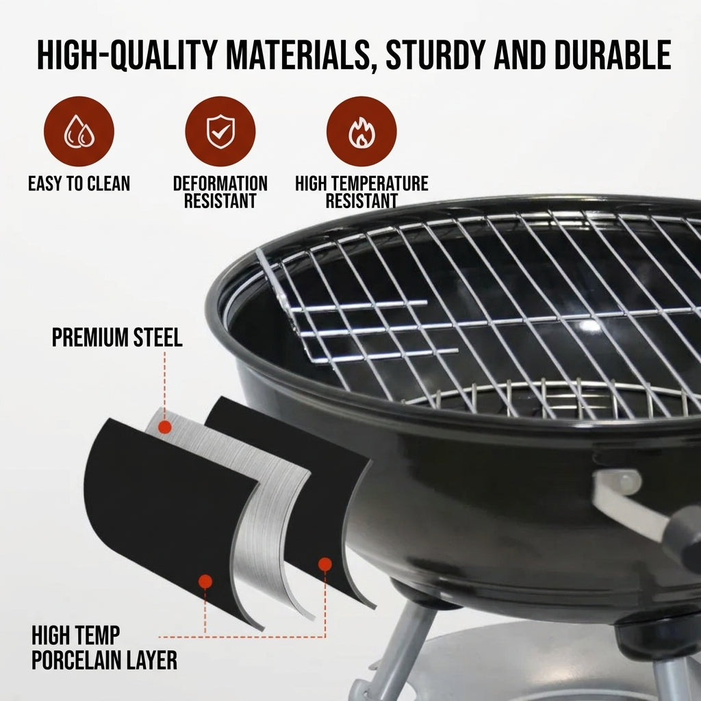 American-Style Round Apple Portable Charcoal BBQ Grill YH20