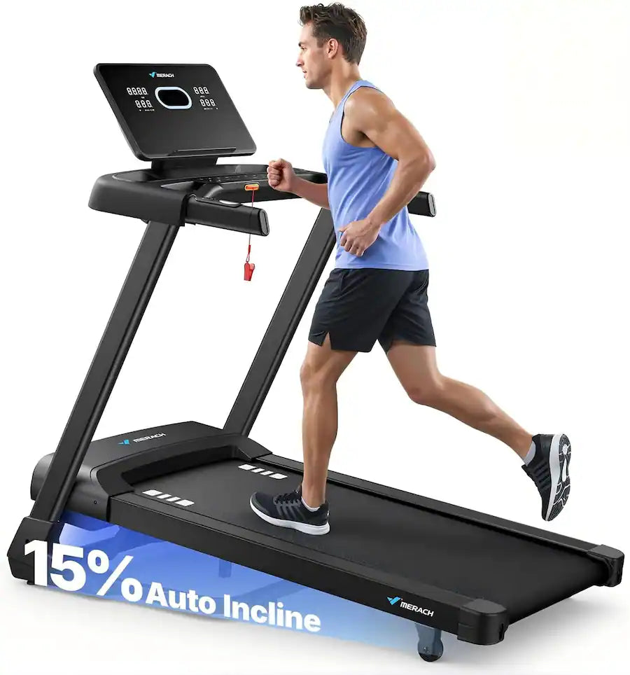 T33 Folding Incline Treadmill 15% Auto, 19"x47" Wide Belt, 10MPH, Bluetooth Speaker